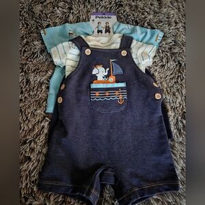 Pekkle 4pc Blue Denim Overalls Size 3M